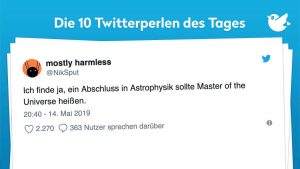 Ich finde ja, ein Abschluss in Astrophysik sollte Master of the Universe heißen.