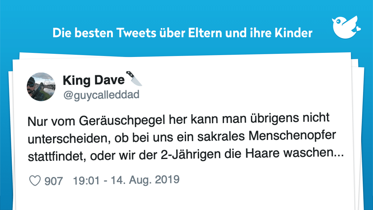 Nur vom Geräuschpegel her kann man übrigens nicht unterscheiden, ob bei uns ein sakrales Menschenopfer stattfindet, oder wir der 2-Jährigen die Haare waschen...