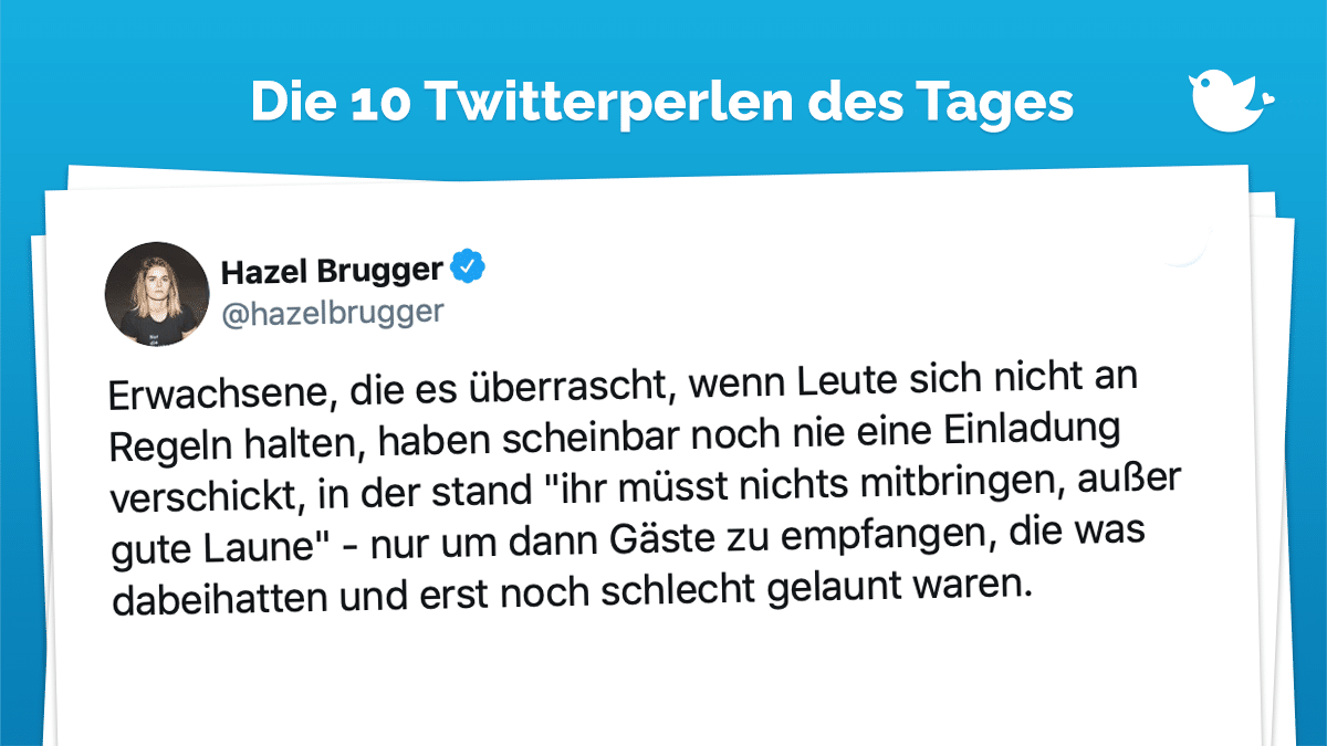 Erwachsene, die es überrascht, wenn Leute sich nicht an Regeln halten, haben scheinbar noch nie eine Einladung verschickt, in der stand "ihr müsst nichts mitbringen, außer gute Laune" - nur um dann Gäste zu empfangen, die was dabeihatten und erst noch schlecht gelaunt waren.