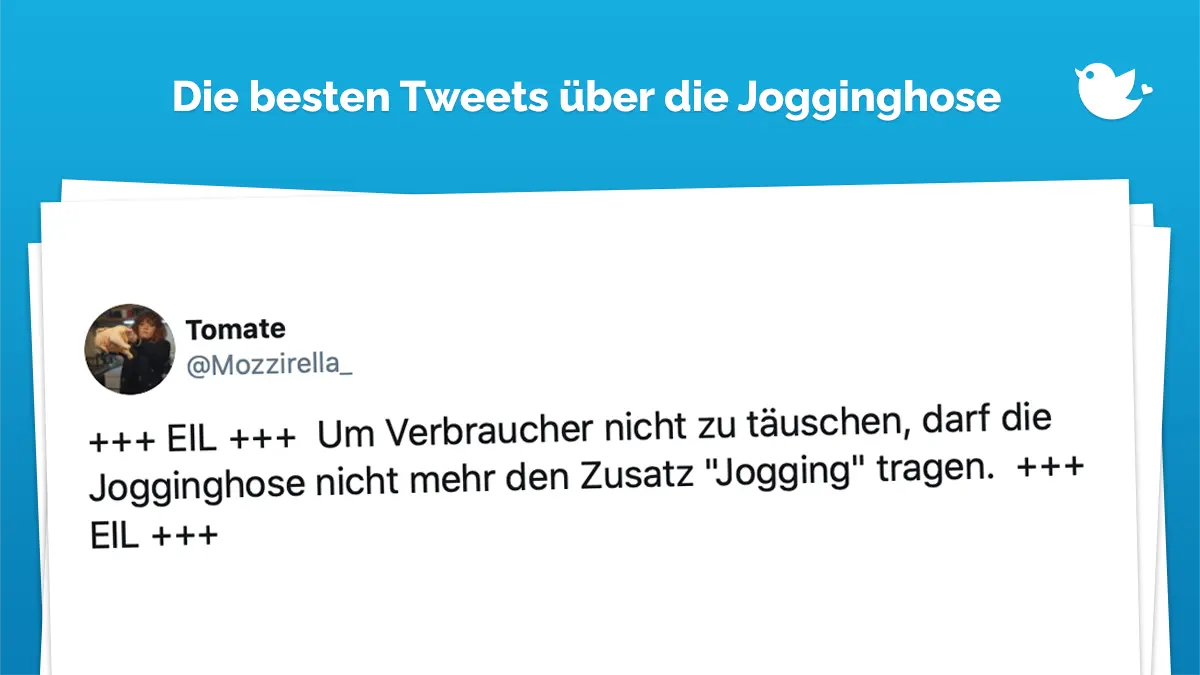 +++ EIL +++ Um Verbraucher nicht zu täuschen, darf die Jogginghose nicht mehr den Zusatz "Jogging" tragen. +++ EIL +++