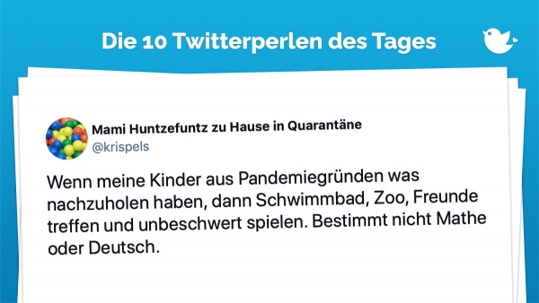 Wenn meine Kinder aus Pandemiegründen was nachzuholen haben, dann Schwimmbad, Zoo, Freunde treffen und unbeschwert spielen. Bestimmt nicht Mathe oder Deutsch.