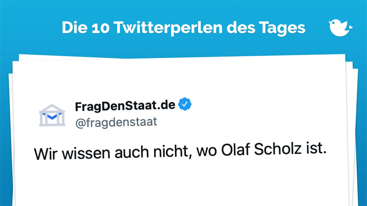 Wie jeden Tag heißen wir euch auch an diesem wunderschönen ersten Donnerstag des zweiten Monats des noch relativ neuen Jahres willkommen! Ihr seid hier heute genau richtig. Denn wir haben für wirklich jeden und jede genau das, was er oder sie gerade braucht. Ihr seid traurig und wollt mit ein paar lustige Tweets aufgeheitert werden? Haben wir! Ihr wollt wissen, was Liebe wirklich bedeutet? Haben wir! Ihr wollt sehen, wie Nicky Hilton die Welt rettet? Haben wir! Ihr wollt wissen, wo Olaf Scholz ist? Okay, gut, das haben wir nicht. Aber den Rest und deswegen jetzt viel Spaß mit unseren zehn Twitterperlen des Tages.