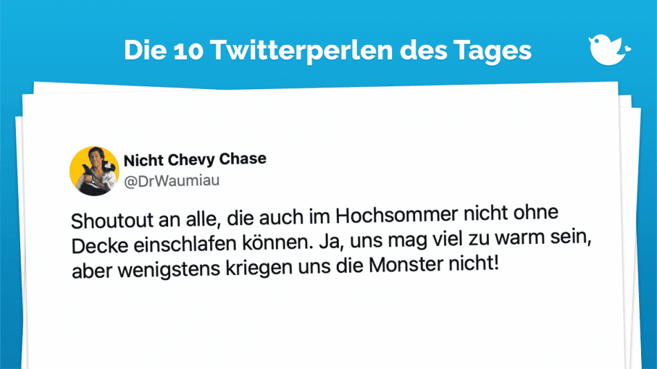 Shoutout an alle, die auch im Hochsommer nicht ohne Decke einschlafen können. Ja, uns mag viel zu warm sein, aber wenigstens kriegen uns die Monster nicht!