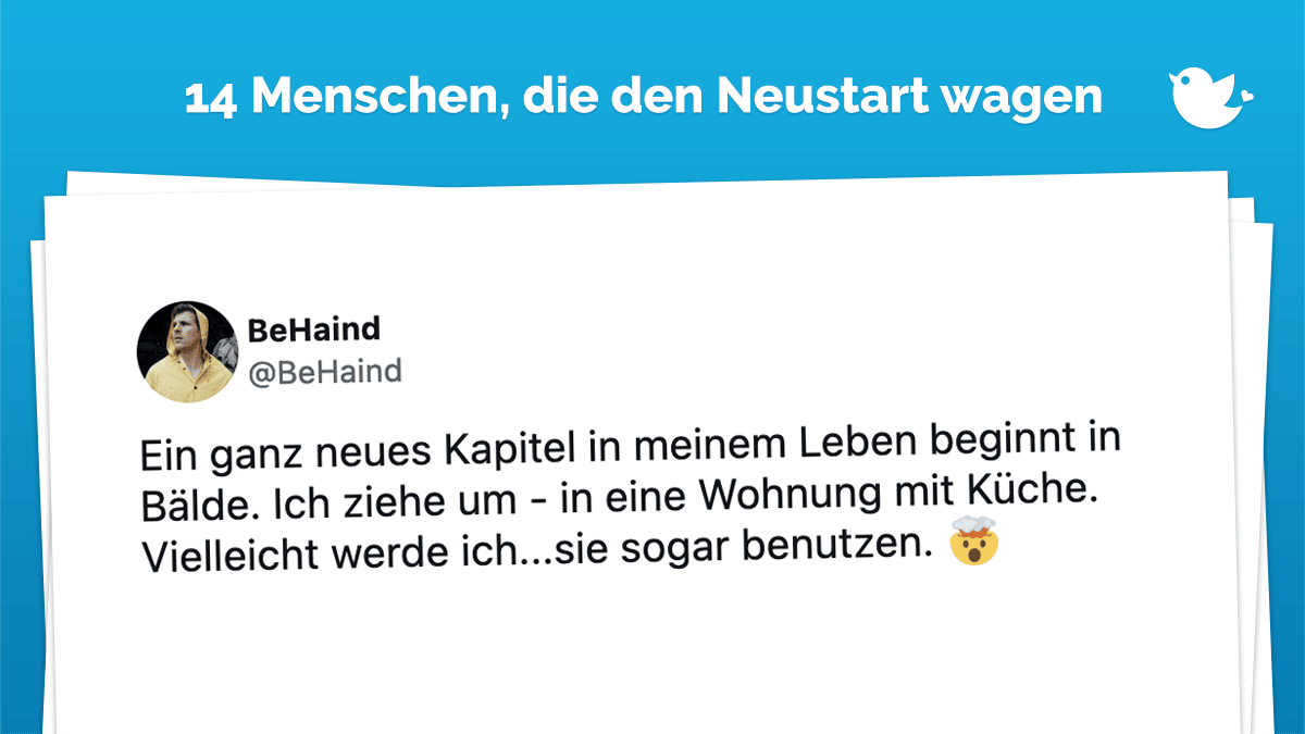 Ein ganz neues Kapitel in meinem Leben beginnt in Bälde. Ich ziehe um - in eine Wohnung mit Küche. Vielleicht werde ich...sie sogar benutzen. 🤯