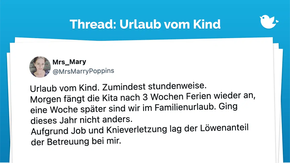 Urlaub vom Kind. Zumindest stundenweise. Morgen fängt die Kita nach 3 Wochen Ferien wieder an, eine Woche später sind wir im Familienurlaub. Ging dieses Jahr nicht anders. Aufgrund Job und Knieverletzung lag der Löwenanteil der Betreuung bei mir.