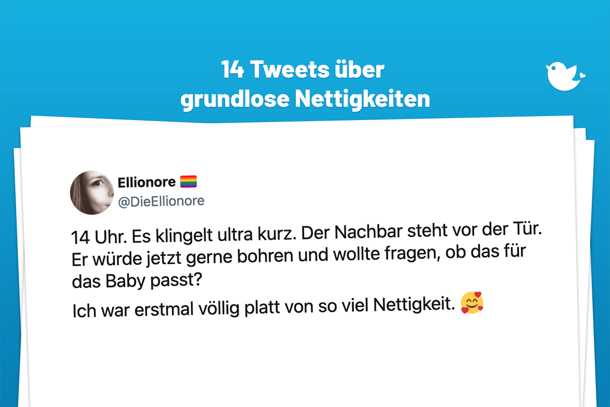14 Uhr. Es klingelt ultra kurz. Der Nachbar steht vor der Tür. Er würde jetzt gerne bohren und wollte fragen, ob das für das Baby passt? Ich war erstmal völlig platt von so viel Nettigkeit. 🥰