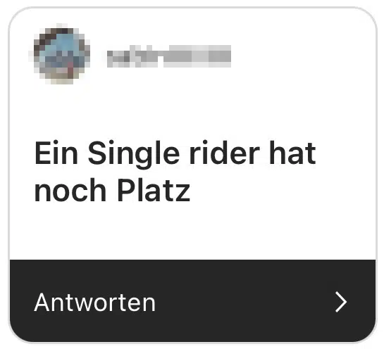 ein single rider hat noch platz