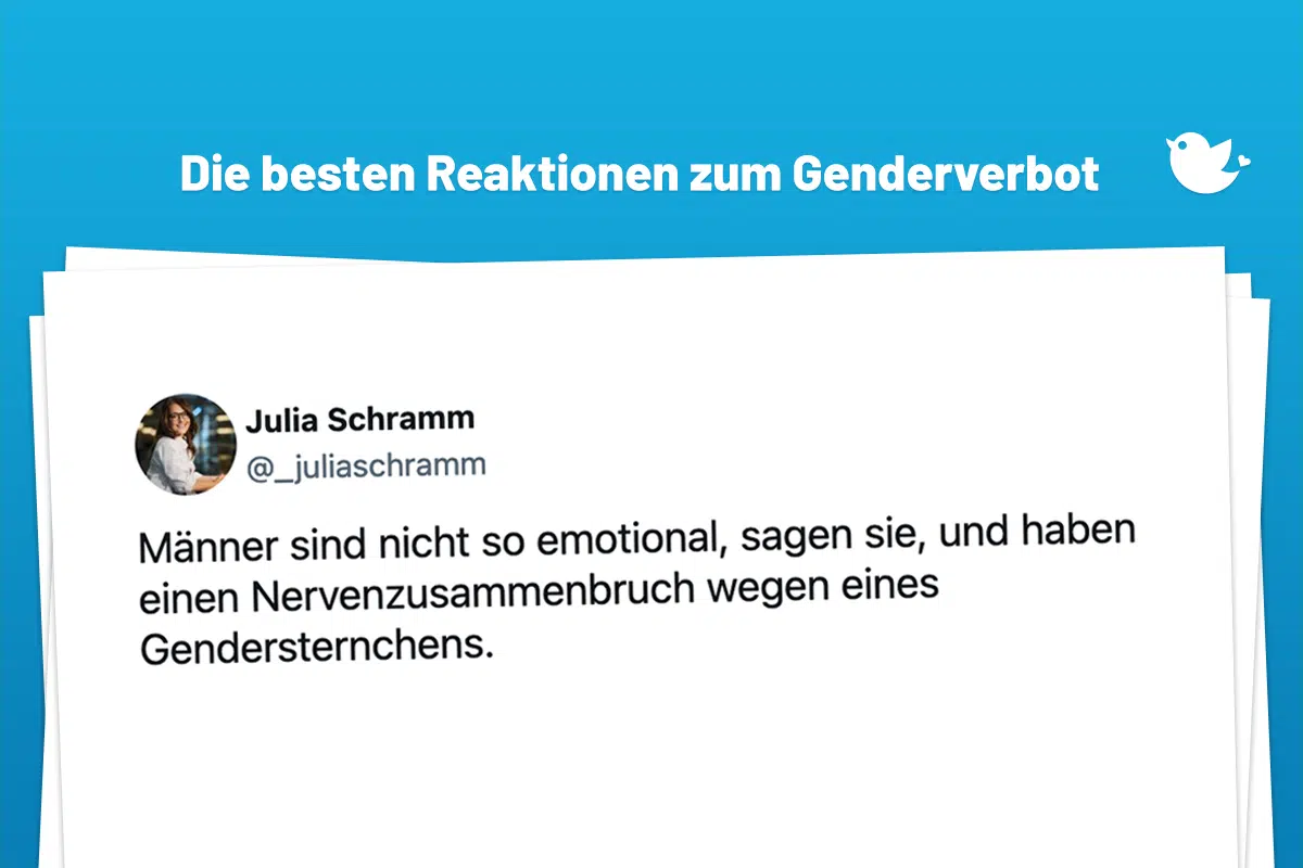 Männer sind nicht so emotional, sagen sie, und haben einen Nervenzusammenbruch wegen eines Gendersternchens.