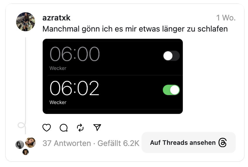 Manchmal gönn ich es mir etwas länger zu schlafen