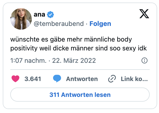 wünschte es gäbe mehr männliche body positivity weil dicke männer sind soo sexy idk
