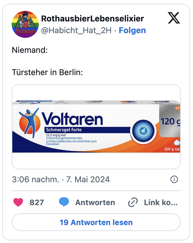 Niemand: 

Türsteher in Berlin: