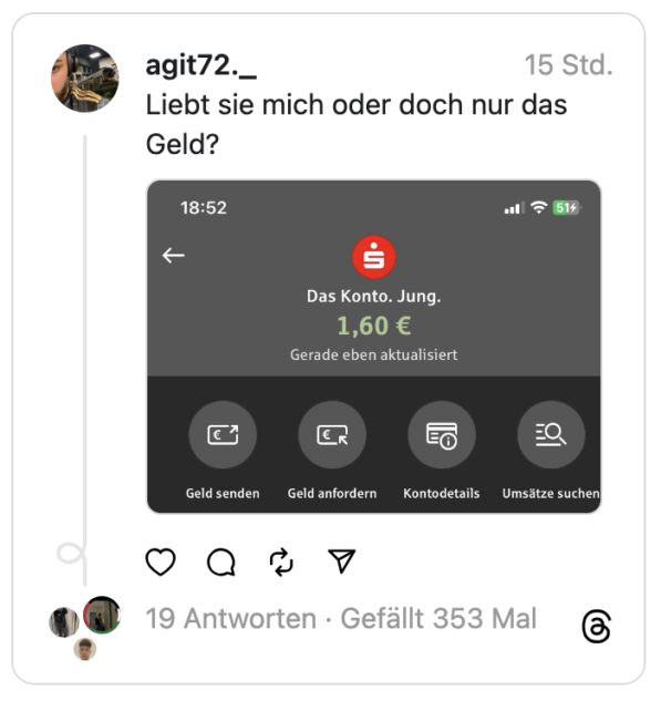 Liebt sie mich oder doch nur das Geld?
