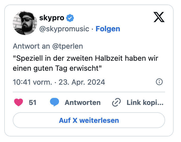 "Speziell in der zweiten Halbzeit haben wir einen guten Tag erwischt"