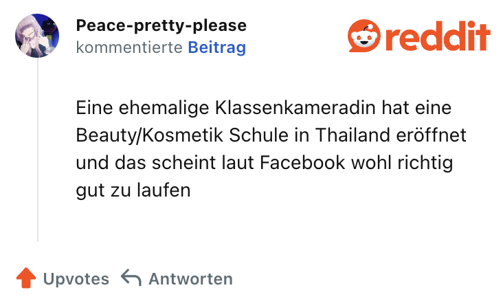 Eine ehemalige Klassenkameradin hat eine Beauty/Kosmetik Schule in Thailand eröffnet und das scheint laut Facebook wohl richtig gut zu laufen