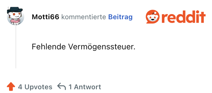 Fehlende Vermögenssteuer.