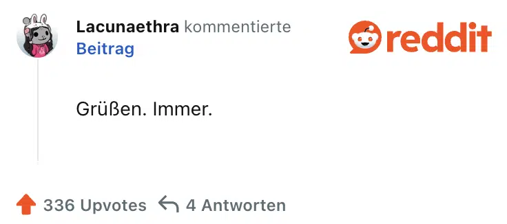 Grüßen. Immer.