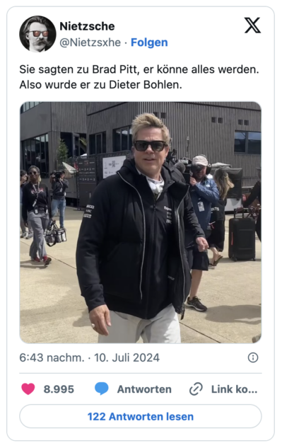 Sie sagten zu Brad Pitt, er könne alles werden. Also wurde er zu Dieter Bohlen.
