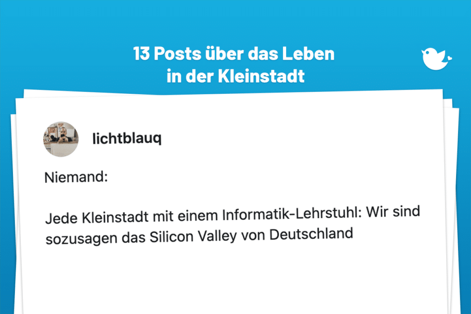 Niemand: Jede Kleinstadt mit einem Informatik-Lehrstuhl: Wir sind sozusagen das Silicon Valley von Deutschland