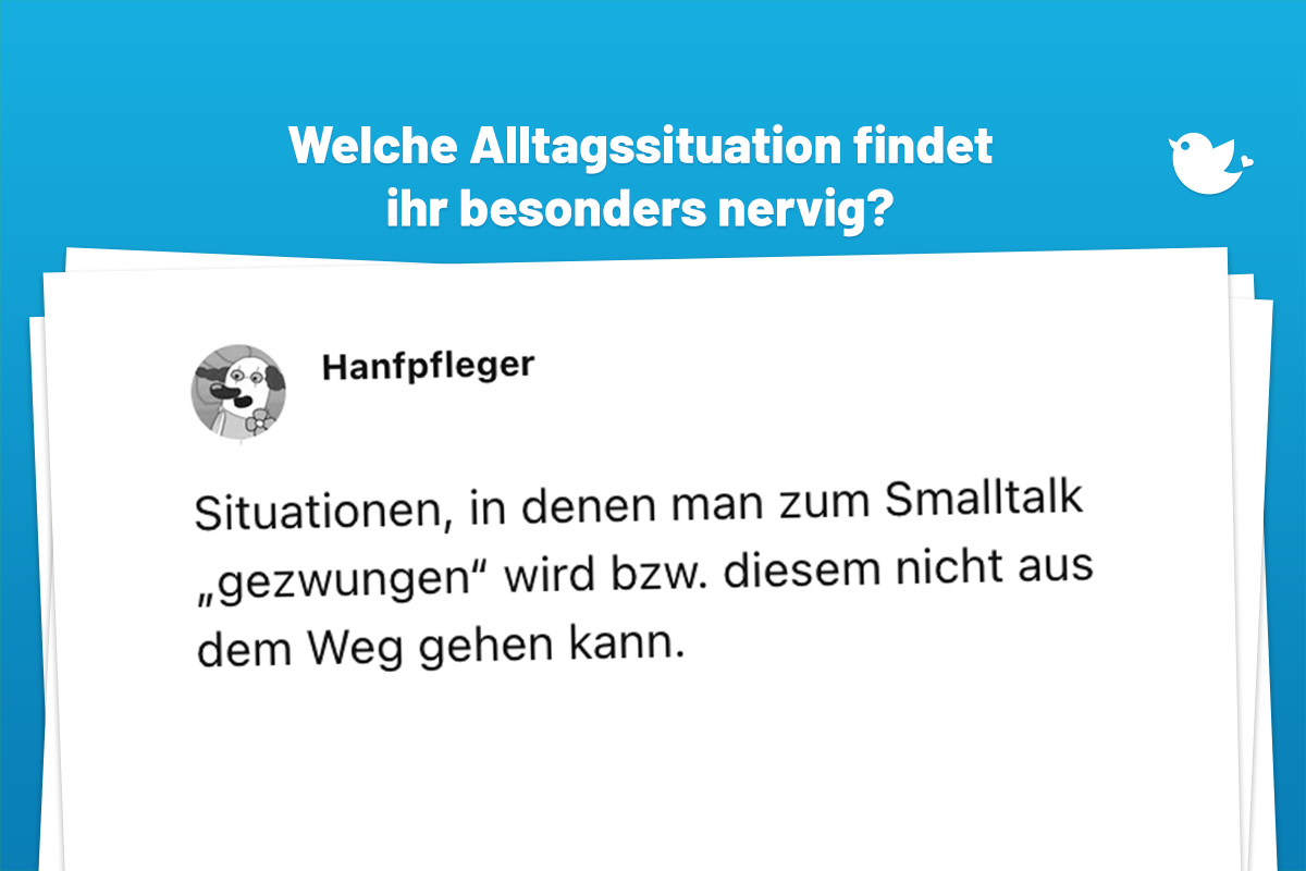 Situationen, in denen man zum Smalltalk „gezwungen“ wird bzw. diesem nicht aus dem Weg gehen kann.