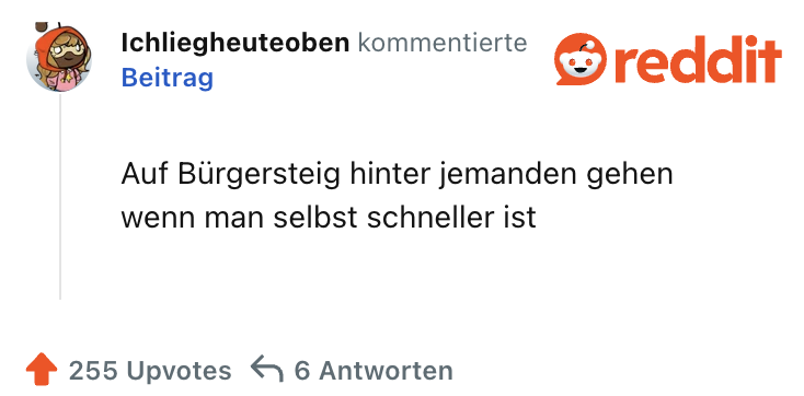Auf Bürgersteig hinter jemanden gehen wenn man selbst schneller ist