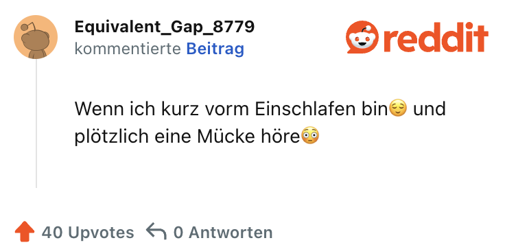 Wenn ich kurz vorm Einschlafen bin😌 und plötzlich eine Mücke höre😳