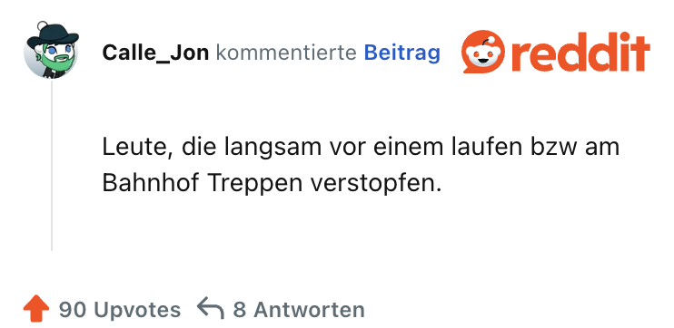 Leute, die langsam vor einem laufen bzw am Bahnhof Treppen verstopfen.