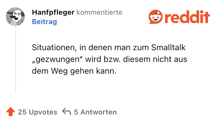 Situationen, in denen man zum Smalltalk „gezwungen“ wird bzw. diesem nicht aus dem Weg gehen kann.