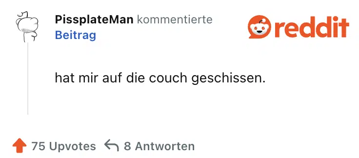 hat mir auf die couch geschissen.