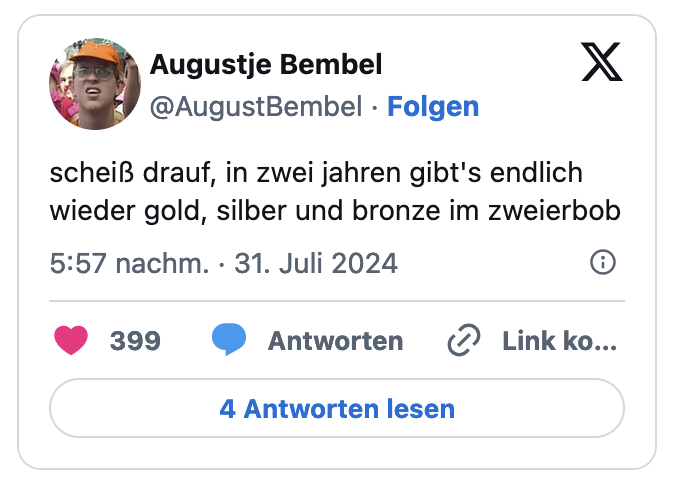 scheiß drauf, in zwei jahren gibt's endlich wieder gold, silber und bronze im zweierbob