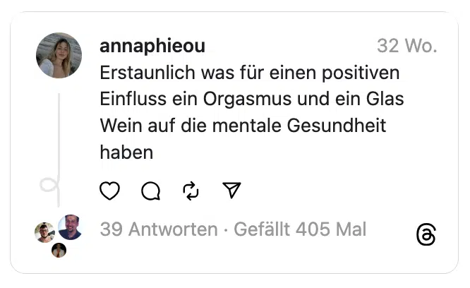 Erstaunlich was für einen positiven Einfluss ein Orgasmus und ein Glas Wein auf die mentale Gesundheit haben
