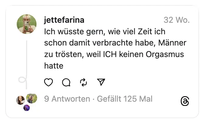 Ich wüsste gern, wie viel Zeit ich schon damit verbrachte habe, Männer zu trösten, weil ICH keinen Orgasmus hatte
