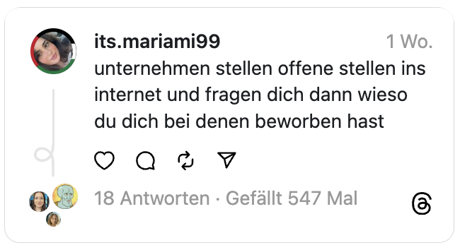 unternehmen stellen offene stellen ins internet und fragen dich dann wieso du dich bei denen beworben hast