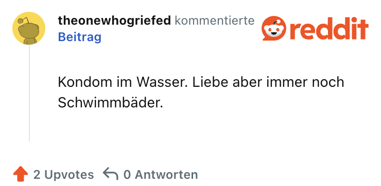 Kondom im Wasser. Liebe aber immer noch Schwimmbäder.