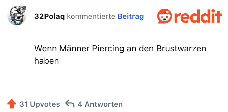 Wenn Männer Piercing an den Brustwarzen haben