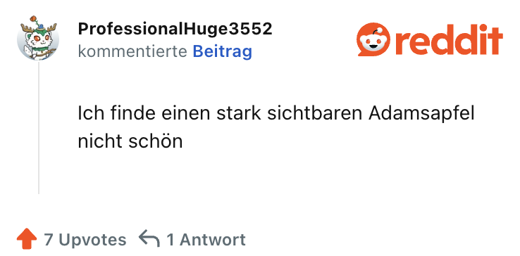 Ich finde einen stark sichtbaren Adamsapfel nicht schön
