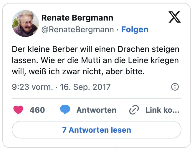 Der kleine Berber will einen Drachen steigen lassen. Wie er die Mutti an die Leine kriegen will, weiß ich zwar nicht, aber bitte.