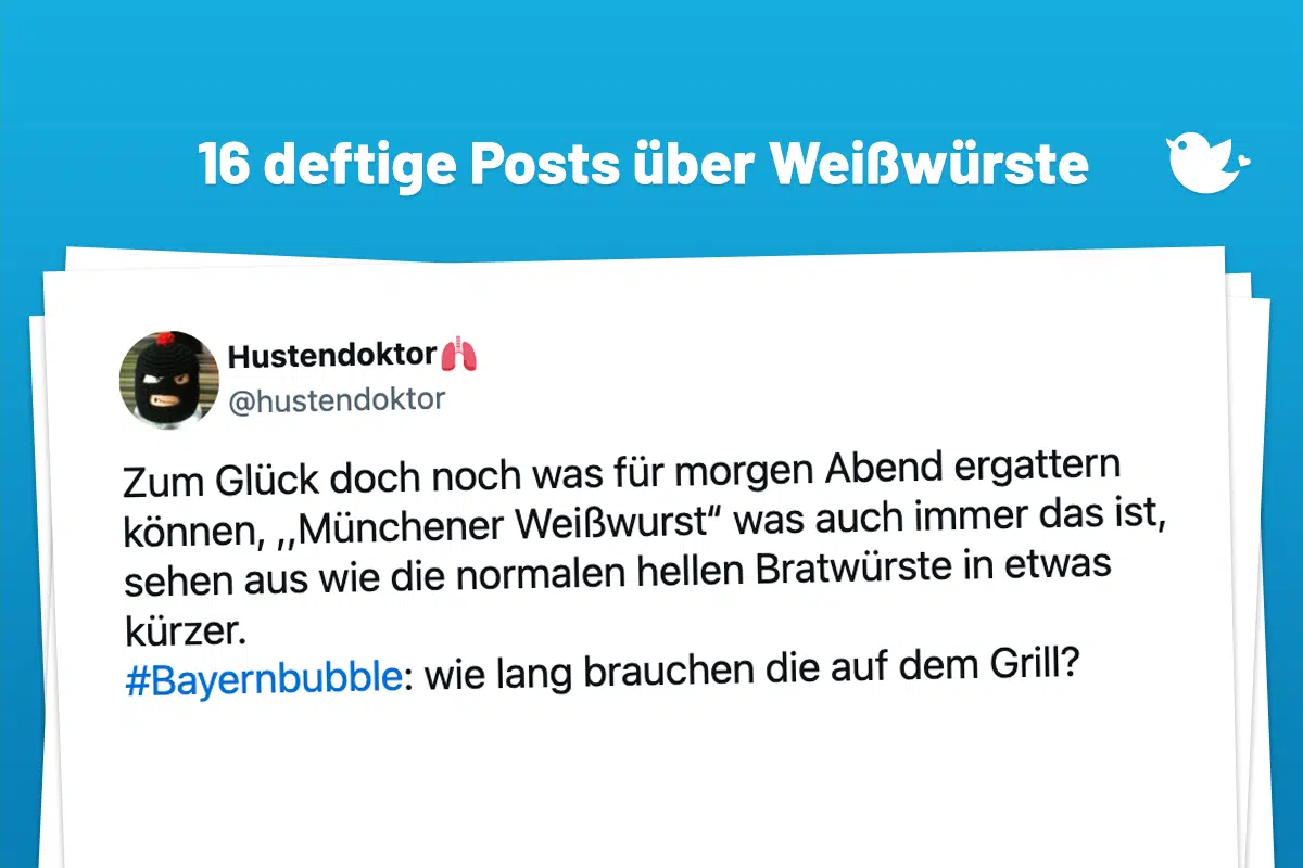 Zum Glück doch noch was für morgen Abend ergattern können, ,,Münchener Weißwurst“ was auch immer das ist, sehen aus wie die normalen hellen Bratwürste in etwas kürzer. #Bayernbubble: wie lang brauchen die auf dem Grill?
