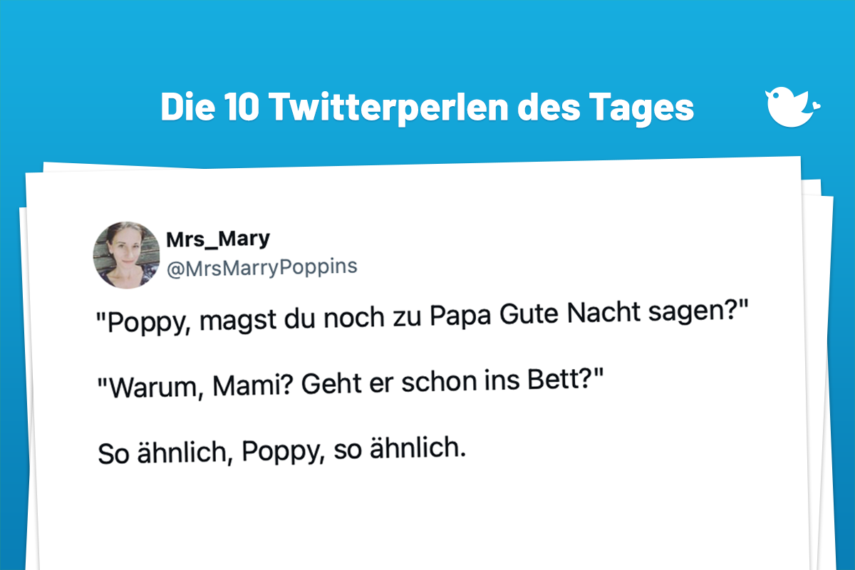 "Poppy, magst du noch zu Papa Gute Nacht sagen?" "Warum, Mami? Geht er schon ins Bett?" So ähnlich, Poppy, so ähnlich.