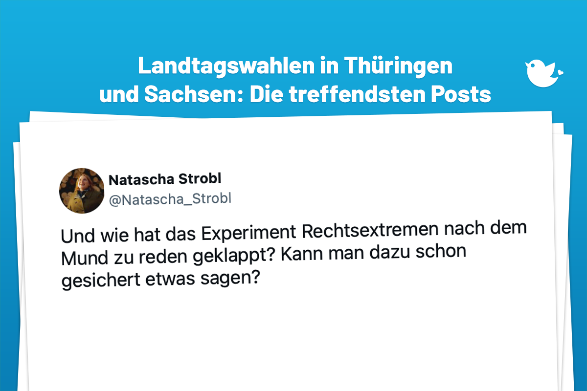 Und wie hat das Experiment Rechtsextremen nach dem Mund zu reden geklappt? Kann man dazu schon gesichert etwas sagen? — Natascha Strobl (@Natascha_Strobl)