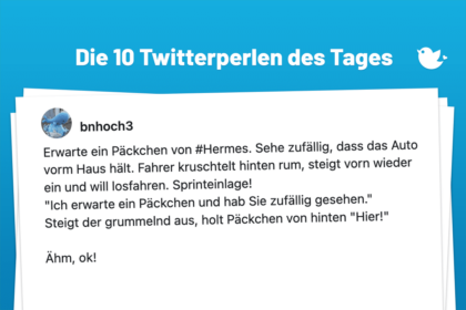 Erwarte ein Päckchen von #Hermes. Sehe zufällig, dass das Auto vorm Haus hält. Fahrer kruschtelt hinten rum, steigt vorn wieder ein und will losfahren. Sprinteinlage! "Ich erwarte ein Päckchen und hab Sie zufällig gesehen." Steigt der grummelnd aus, holt Päckchen von hinten "Hier!" Ähm, ok!