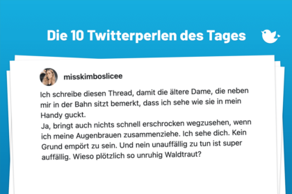 Ich schreibe diesen Thread, damit die ältere Dame, die neben mir in der Bahn sitzt bemerkt, dass ich sehe wie sie in mein Handy guckt. Ja, bringt auch nichts schnell erschrocken wegzusehen, wenn ich meine Augenbrauen zusammenziehe. Ich sehe dich. Kein Grund empört zu sein. Und nein unauffällig zu tun ist super auffällig. Wieso plötzlich so unruhig Waldtraut?