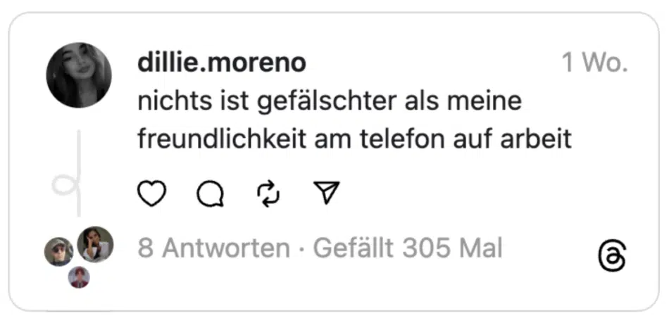 nichts ist gefälschter als meine freundlichkeit am telefon auf arbeit