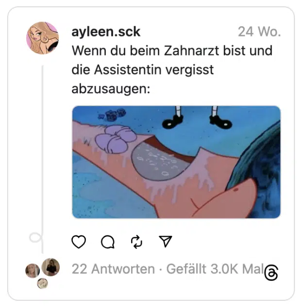 Wenn du beim Zahnarzt bist und die Assistentin vergisst abzusaugen:
