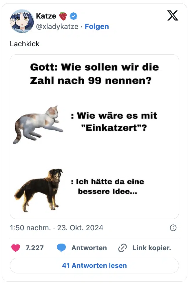 Lachkick

Gott: Wie sollen wir die Zahl nach 99 nennen?