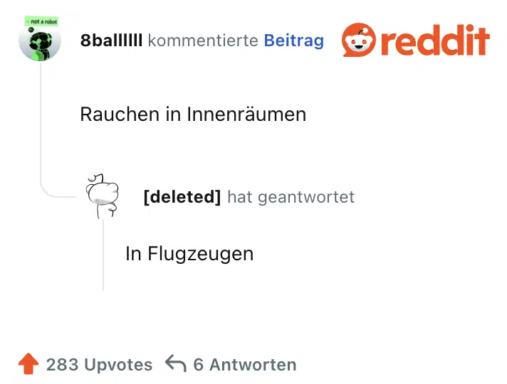 Rauchen in Innenräumen

In Flugzeugen