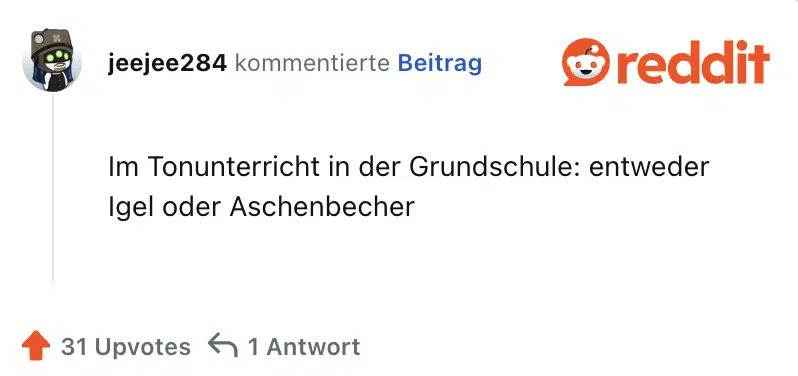 Im Tonunterricht in der Grundschule: entweder Igel oder Aschenbecher