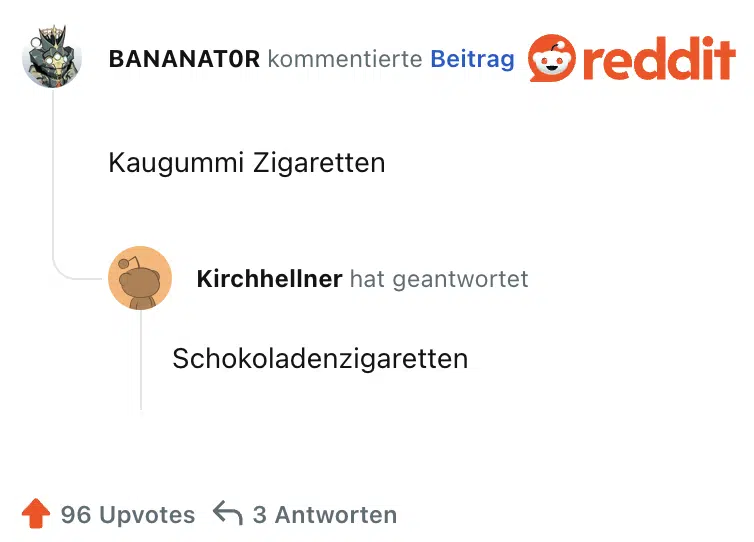 Kaugummi Zigaretten

Schokoladenzigaretten
