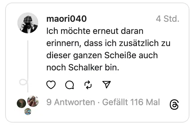 Ich möchte erneut daran erinnern, dass ich zusätzlich zu dieser ganzen Scheiße auch noch Schalker bin.