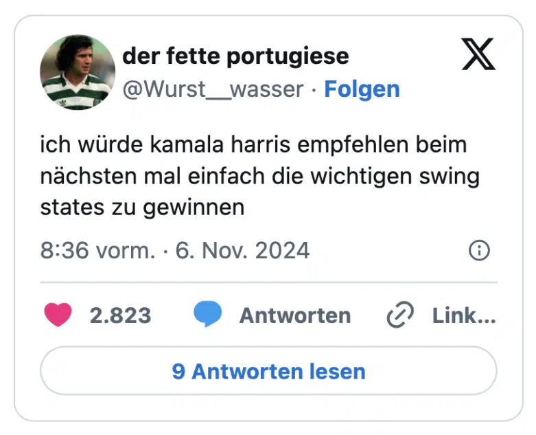 ich würde kamala harris empfehlen beim nächsten mal einfach die wichtigen swing states zu gewinnen
