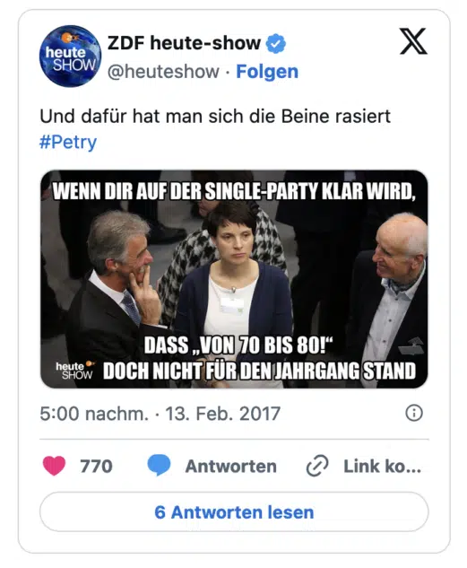 Und dafür hat man sich die Beine rasiert #Petry WENN DIR AUF DER SINGLE-PARTY KLAR WIRD, DASS „VON 70 BIS 80!" heute SHOW DOCH NICHT FÜR DEN JAHRGANG STAND